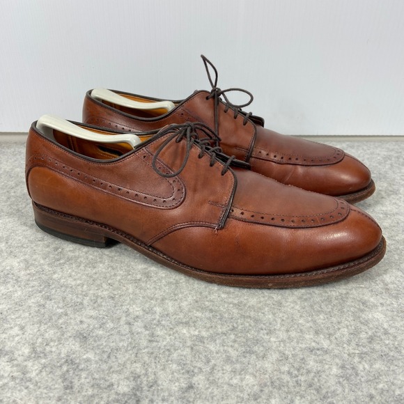 Allen Edmonds Kingsley Brown Leather Split Toe‎ Saddle Oxford Shoes Mens 9.5 - Picture 1 of 11